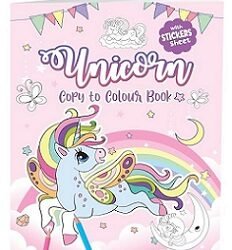 Unicorn Copy to Colour Book With Stickers