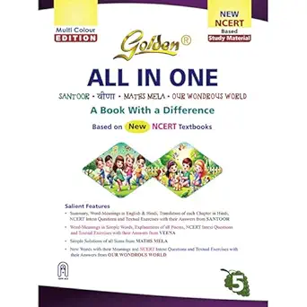 Golden All In One Class 5 (Santoor, Veena, Maths Mela, Our Wondrous World) Study Material