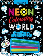 Neon Colouring Book Vehicles